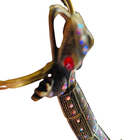 Articulating Bracelet Ring Aurora Borealis Crystals MCM Brass RARE Designer Vtg - Picture 5 of 16